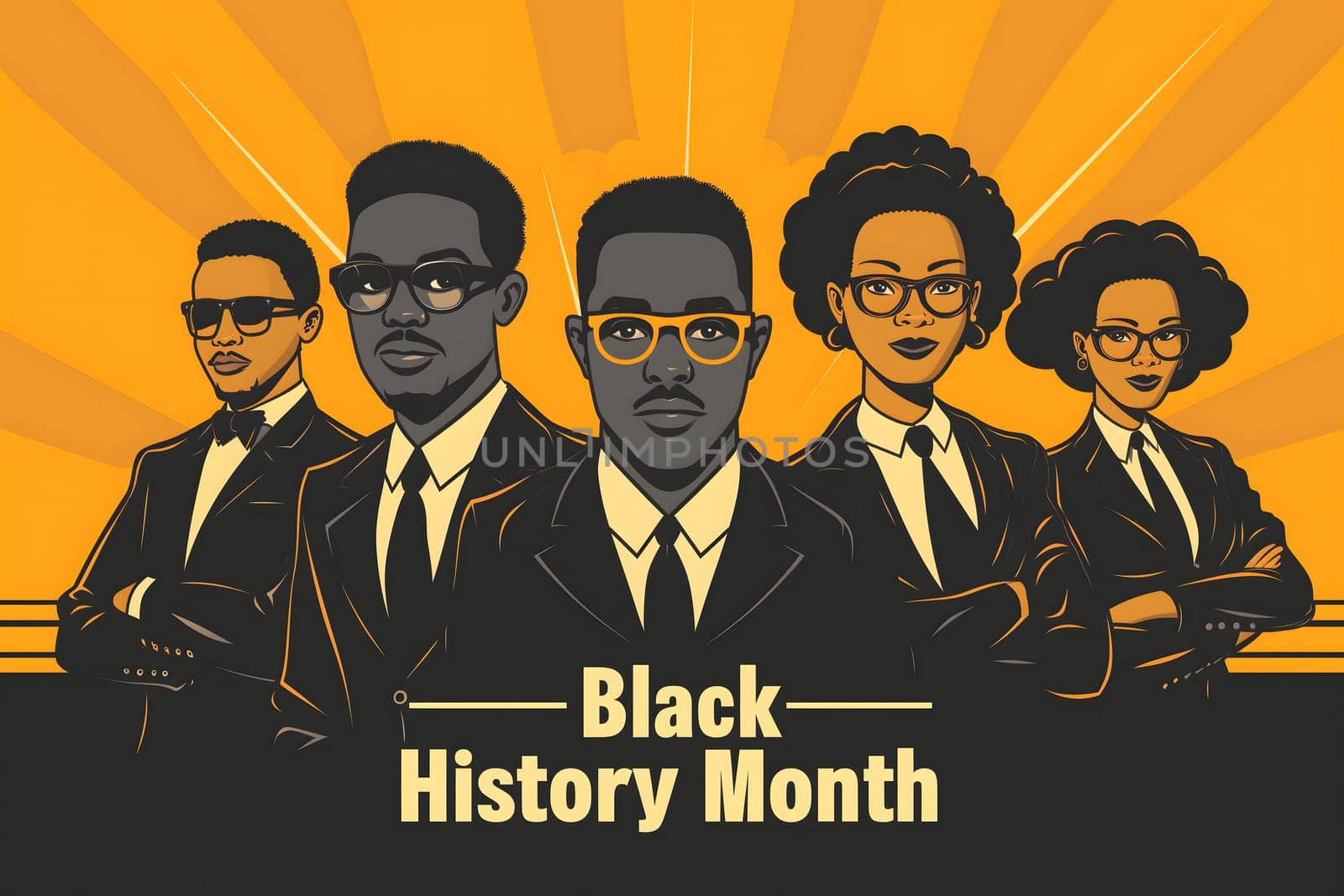 Simple cartoon Black History Month background. Neural network generated image. Not based on any actual scene or pattern.