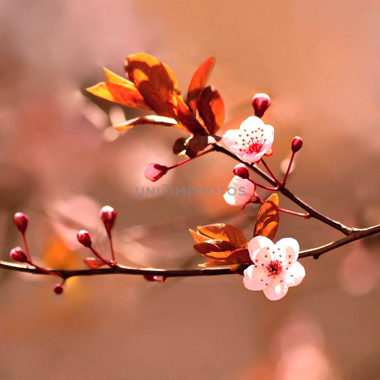 Springtime - Beautiful flowering Japanese cherry - Sakura. Background with flowers on a spring day. by Montypeter