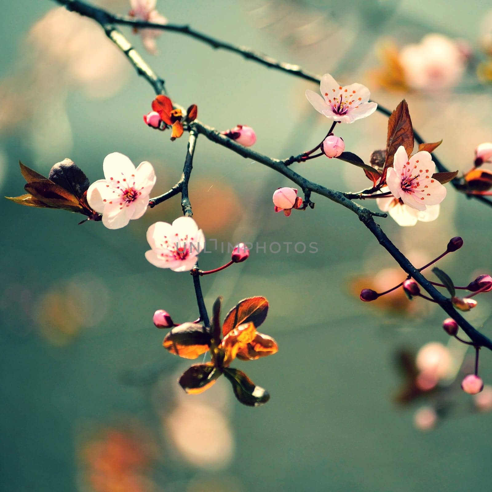 Springtime - Beautiful flowering Japanese cherry - Sakura. Background with flowers on a spring day. by Montypeter