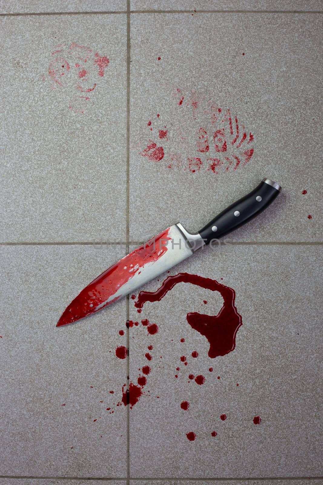 Bloody crime scene with knife by timurmalazoniia