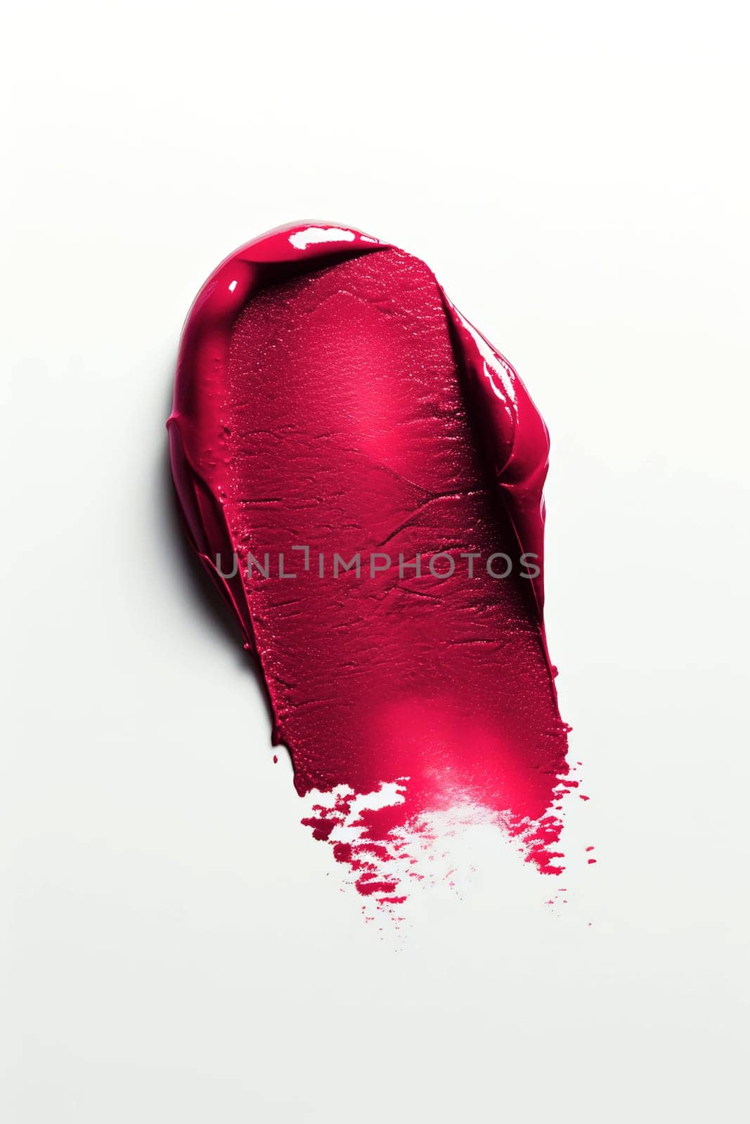 A smear of red lipstick on a white background. AI generated. by OlgaGubskaya