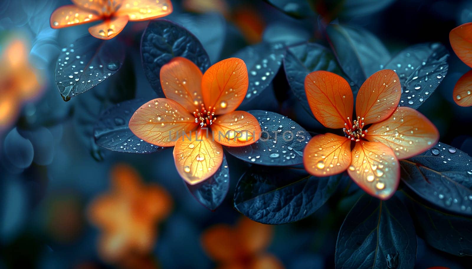 Beautiful orange flowers. Background, Wallpaper. AI generated. by AndreyKENO