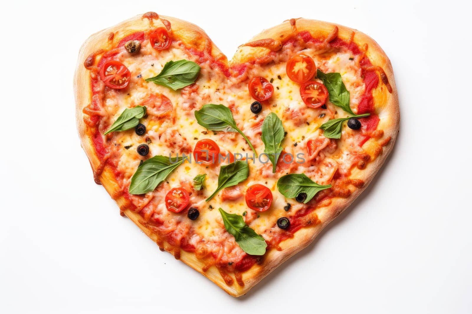 Romantic Heart shaped pizza. Romantic baked. Generate Ai
