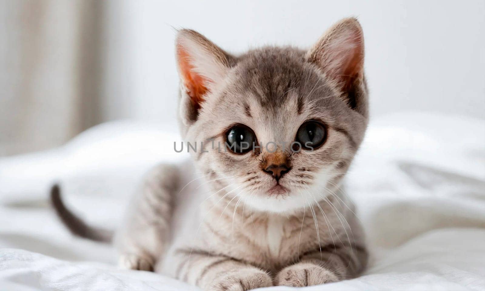 cute kitten in bed. Selective focus. by yanadjana