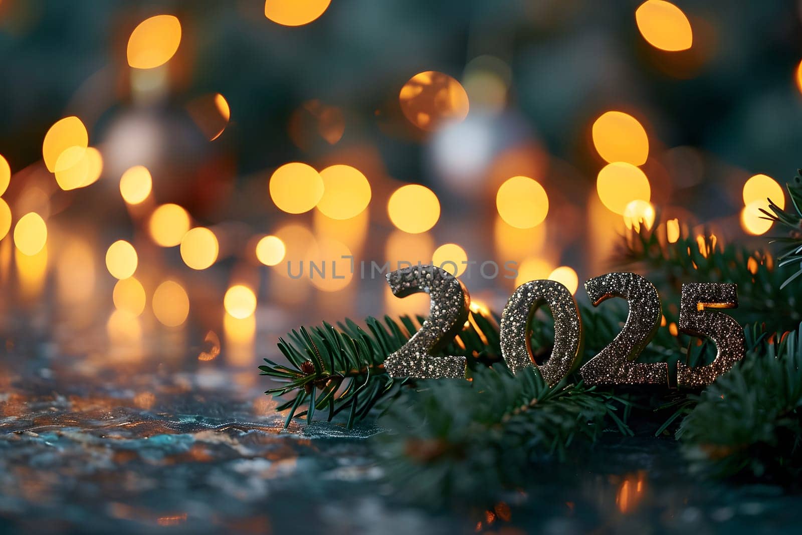 digits 2025 surrounded with Christmas decorations for new year celebration by z1b