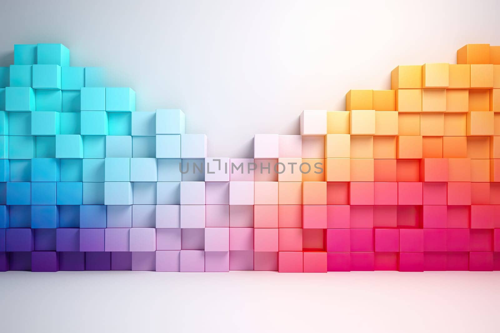 Abstract horizontal background with colored cubes.