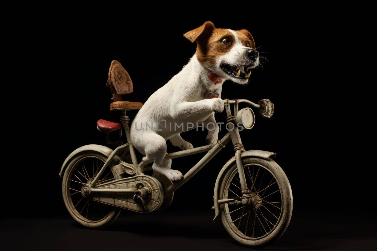 Quirky Jack russell dog bike hipster. Funny driver. Generate Ai