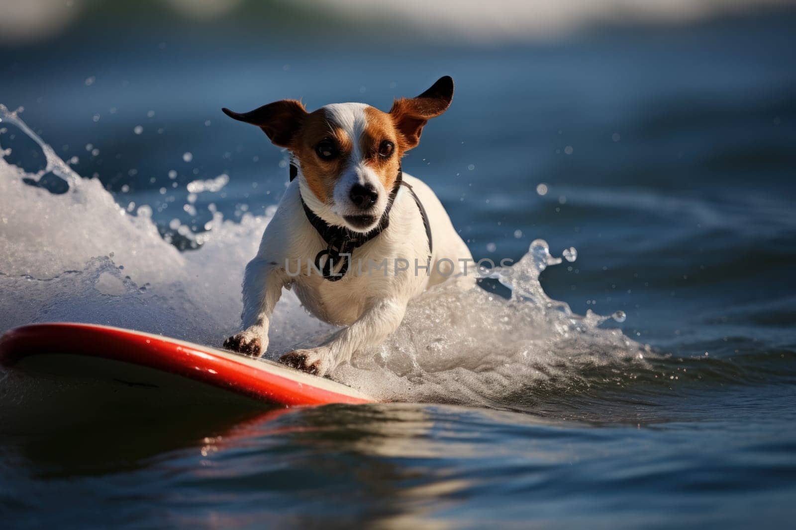 Jack russell dog surfing. Travel holiday. Generate Ai