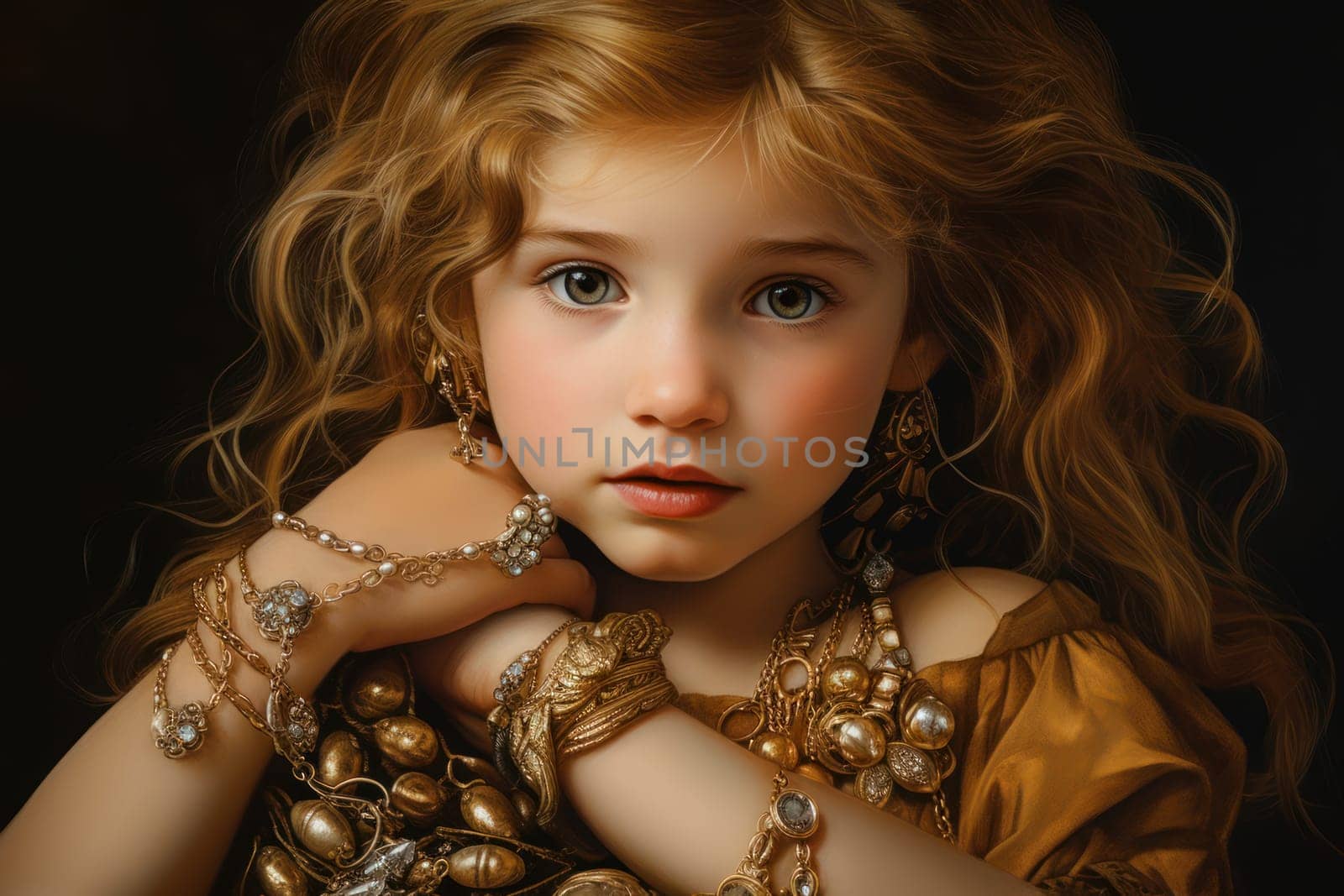 Dedicated Jeweler child girl jewelry. Lady beauty. Generate Ai