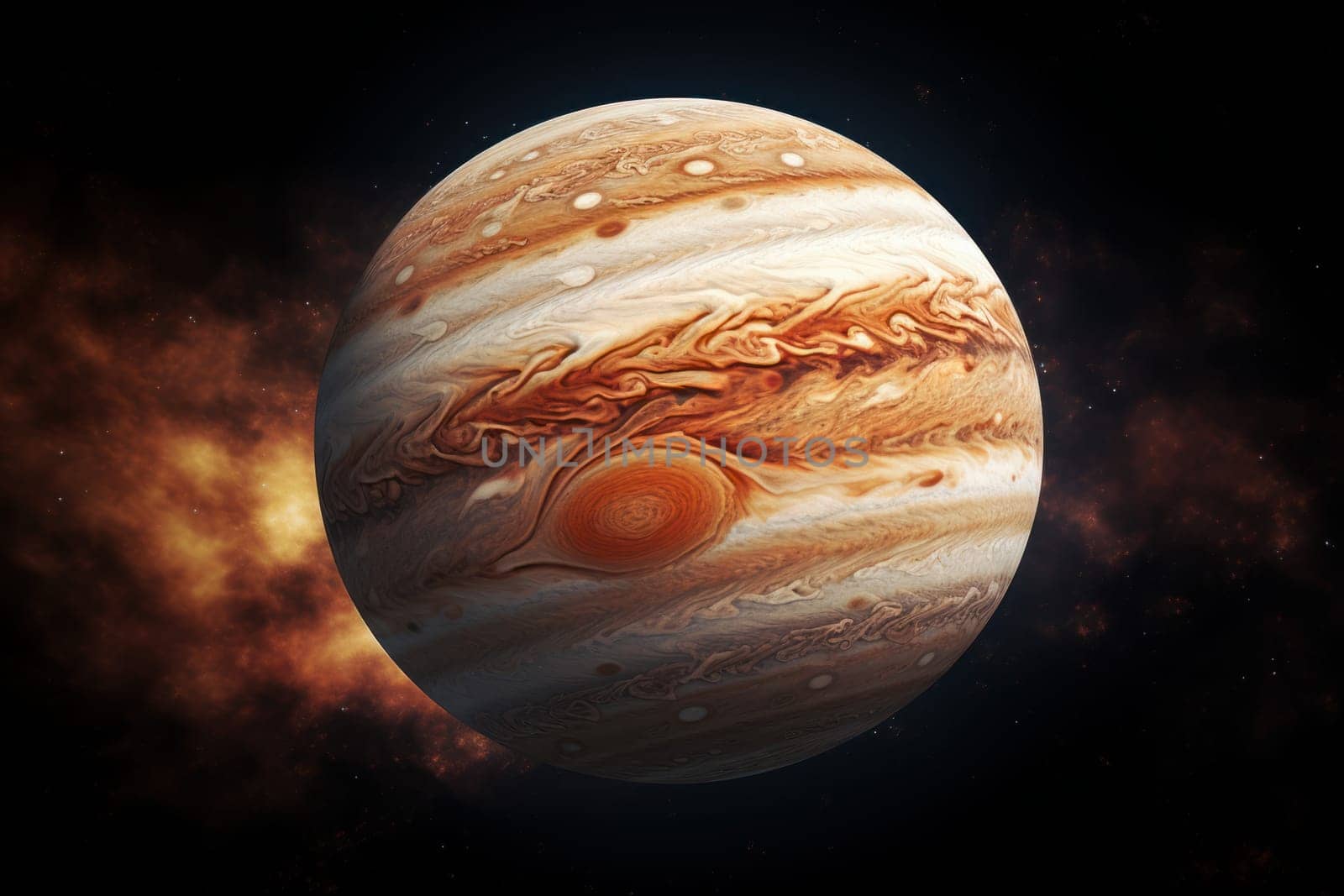 Vast Jupiter planet clouds. Generate AI by ylivdesign