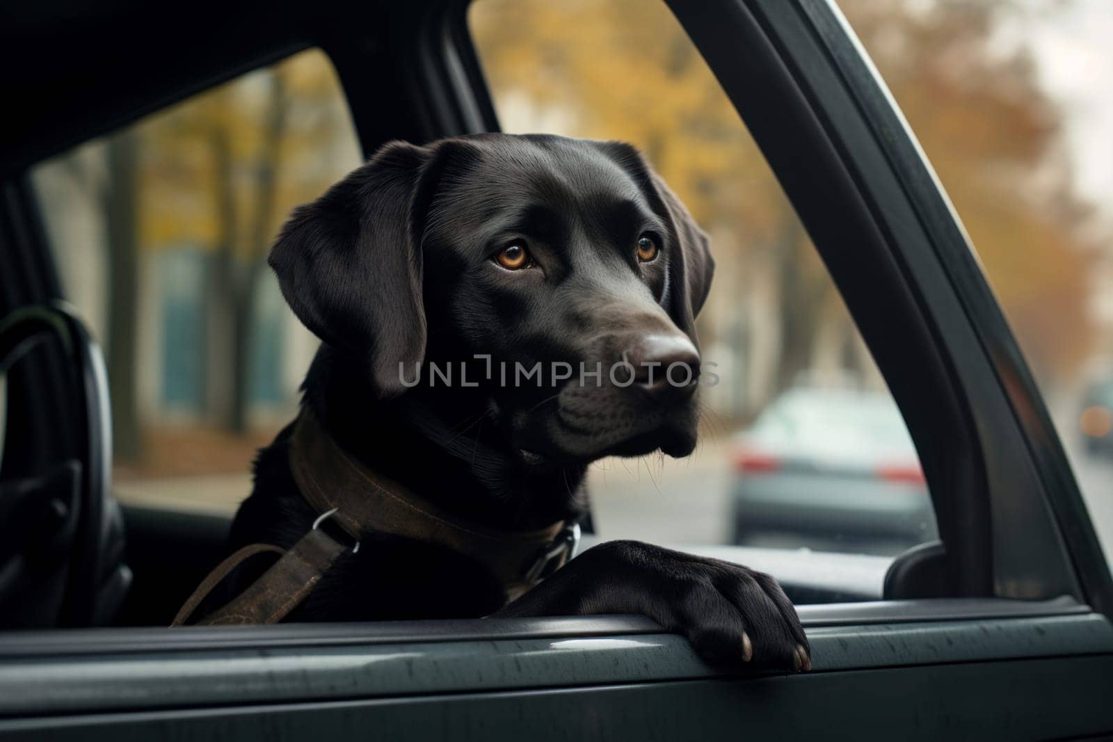 Innovative Labrador retriever car. Generate Ai by ylivdesign