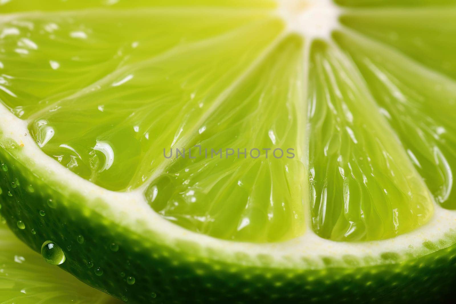 Citrusy Lime slice closeup. Fresh fruit food. Generate Ai