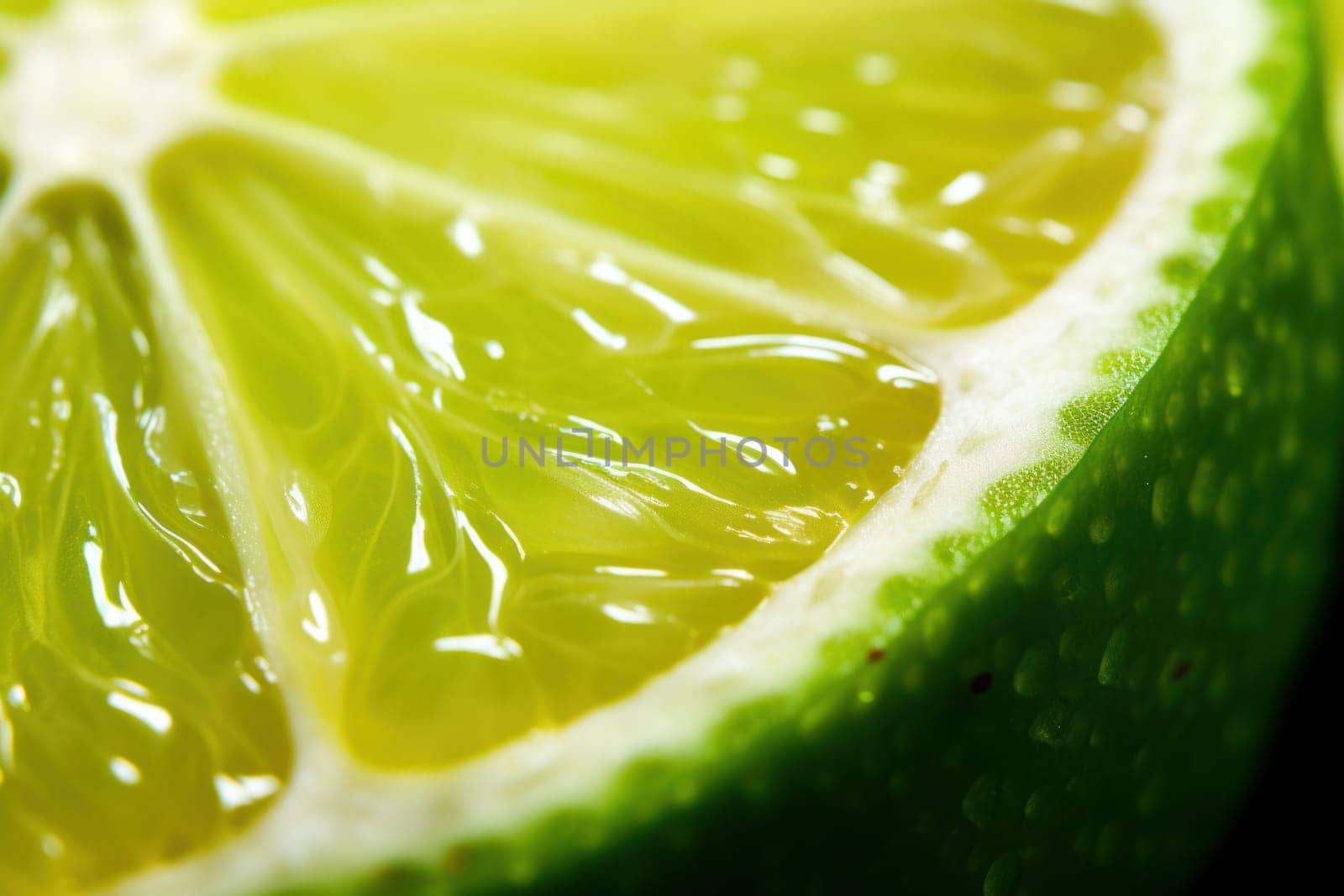 Vibrant Lime slice closeup. Generate Ai by ylivdesign