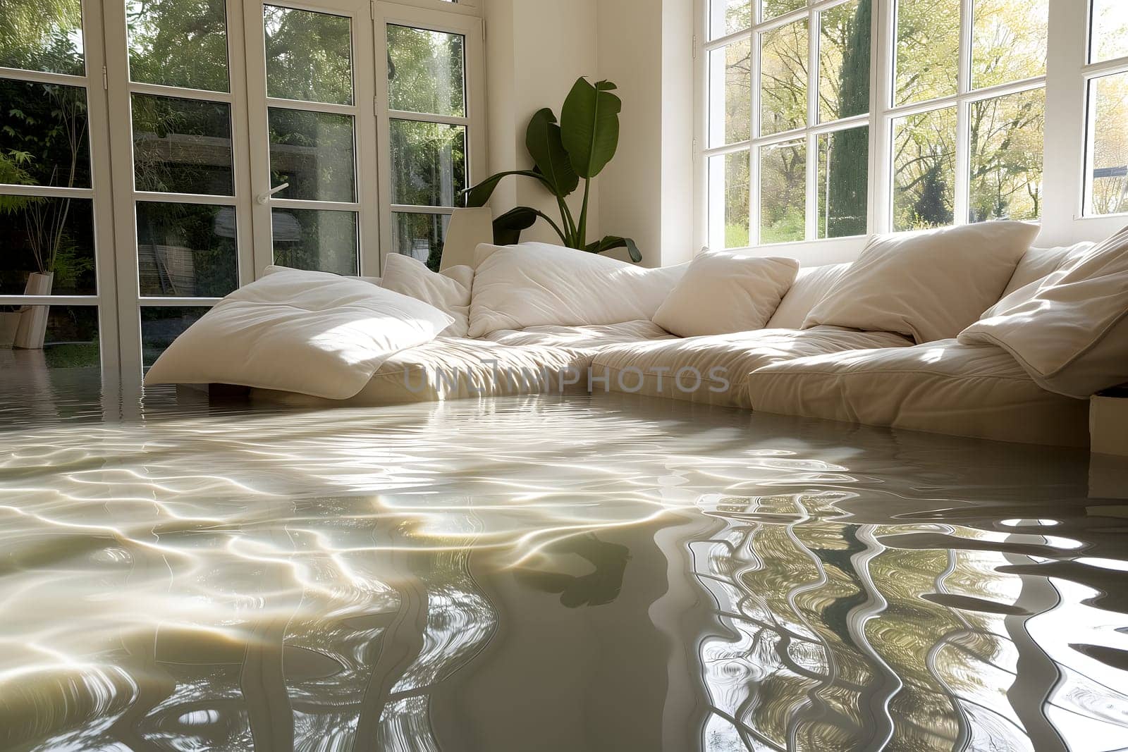 Home Floor Flooded, Showcasing Water Damage And Potential Issues by z1b