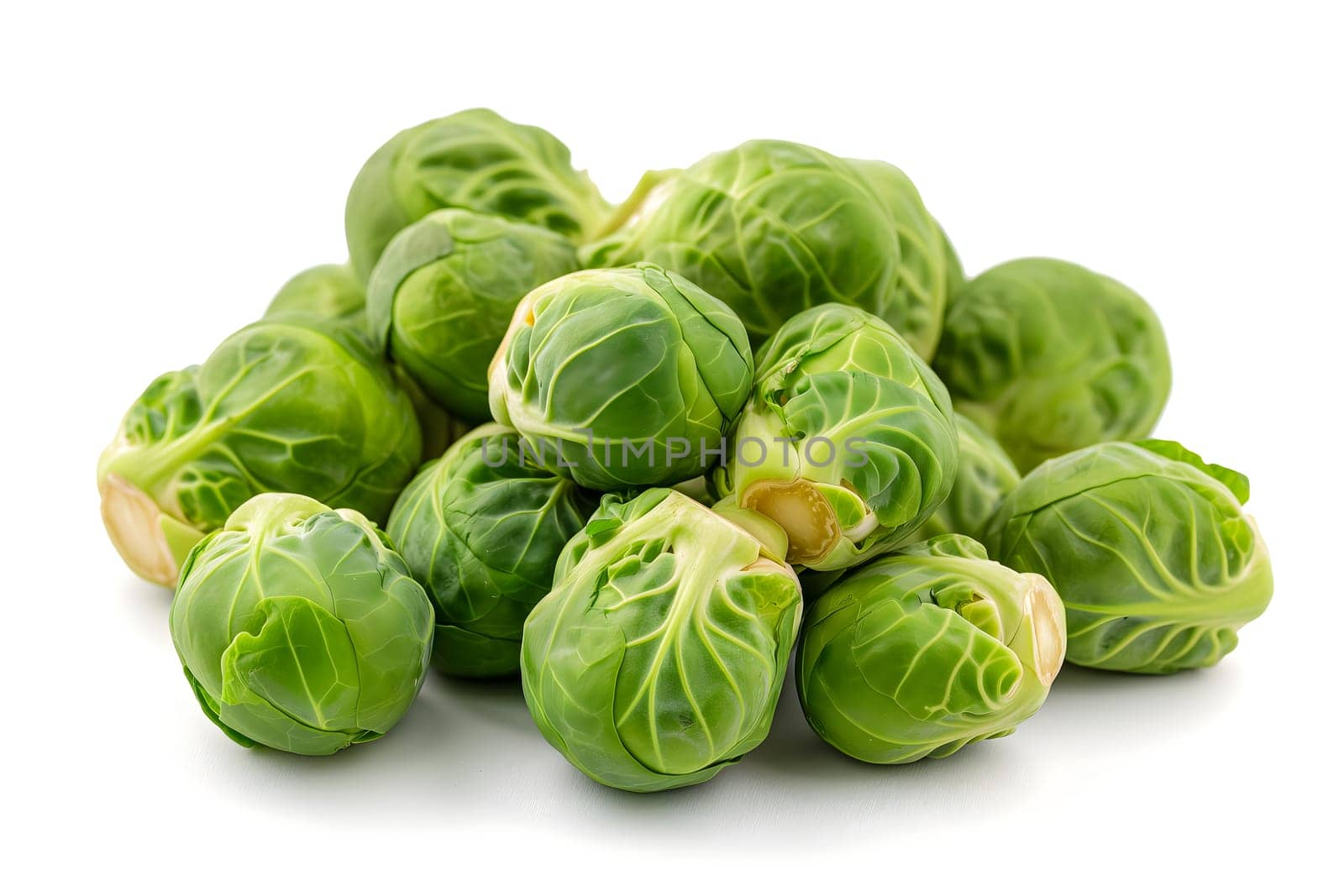 Small heap of brussels sprouts on white background by z1b