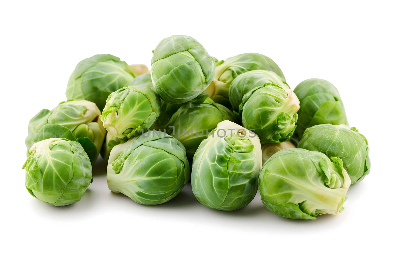 Small heap of brussels sprouts on white background by z1b