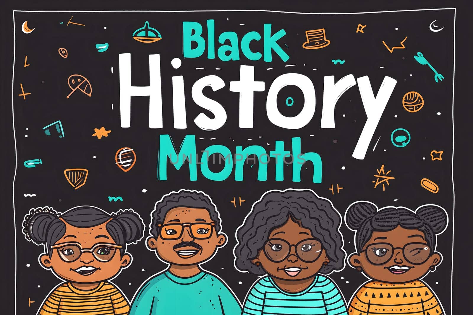 Simple cartoon Black History Month background by z1b