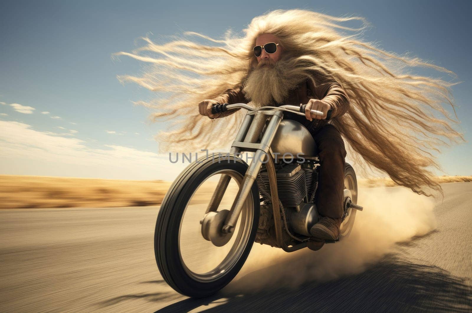 Resilient Long hair moto racer. Sport speed. Generate Ai