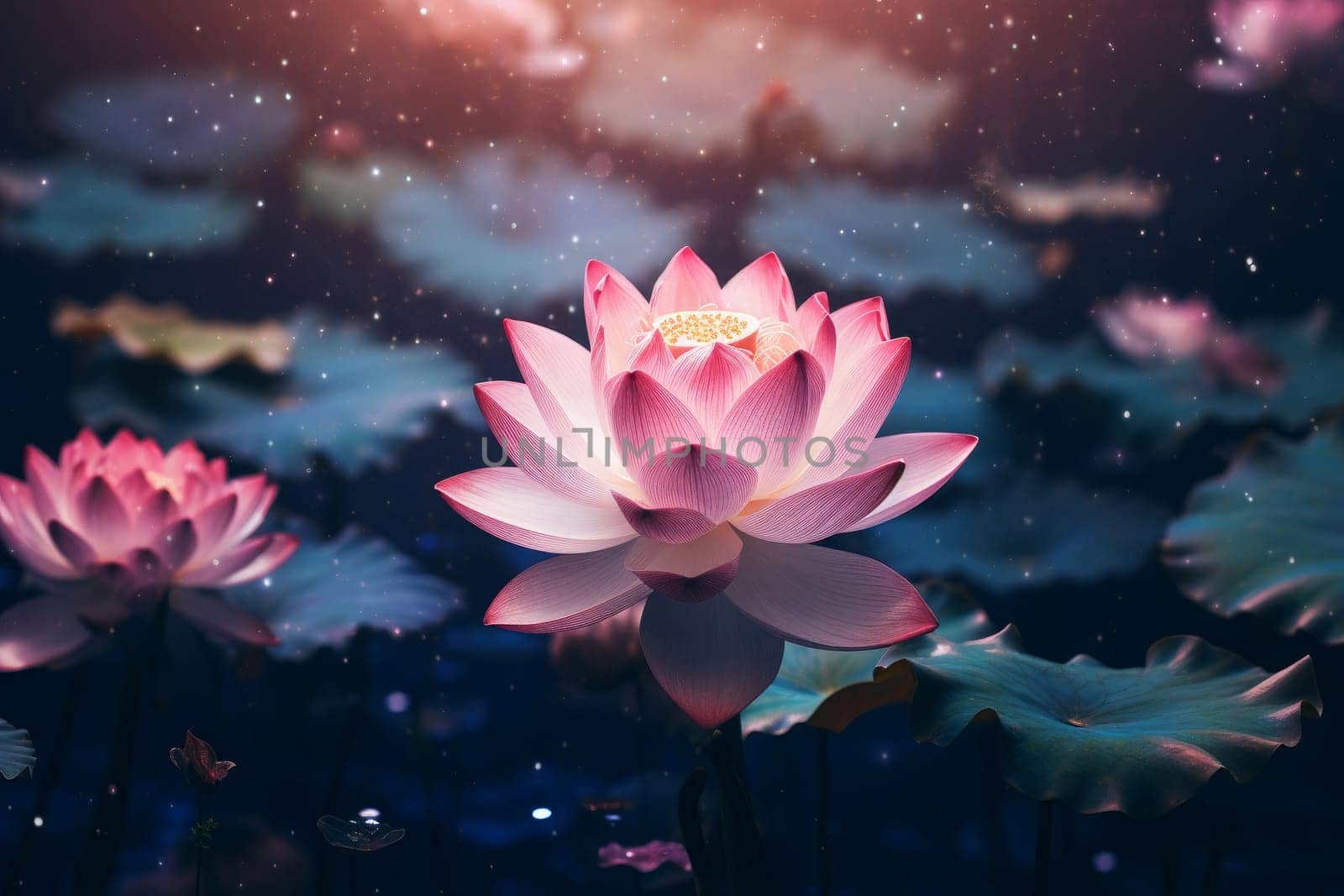 Elegant Lotus flower candle. Generate Ai by ylivdesign