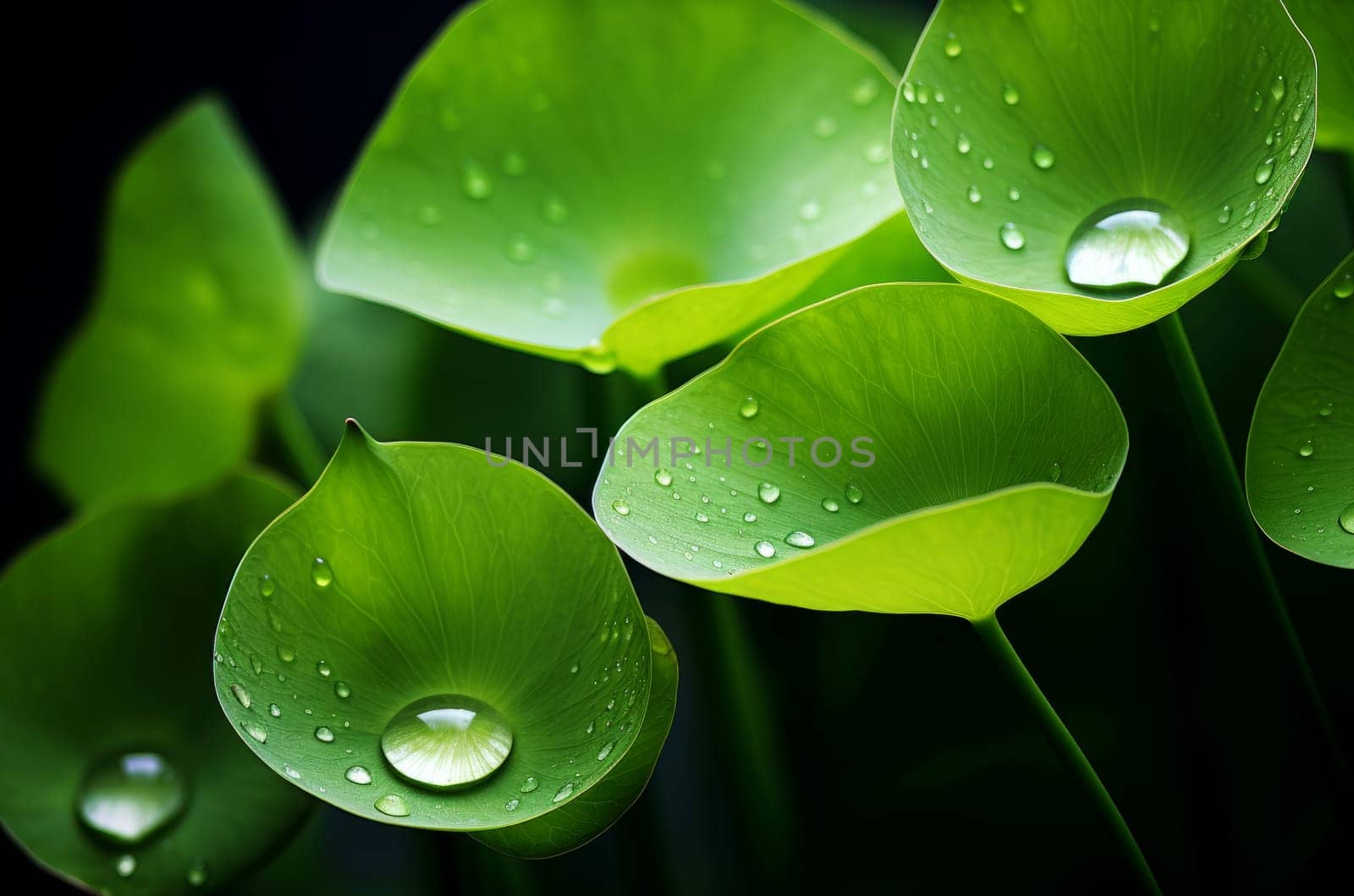 Elegant Lotus leaves buds. Generate Ai by ylivdesign