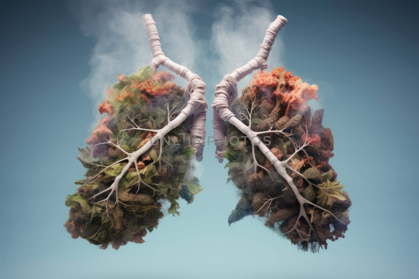 Deteriorated Lungs after smoking. Cigarette toxic. Generate Ai