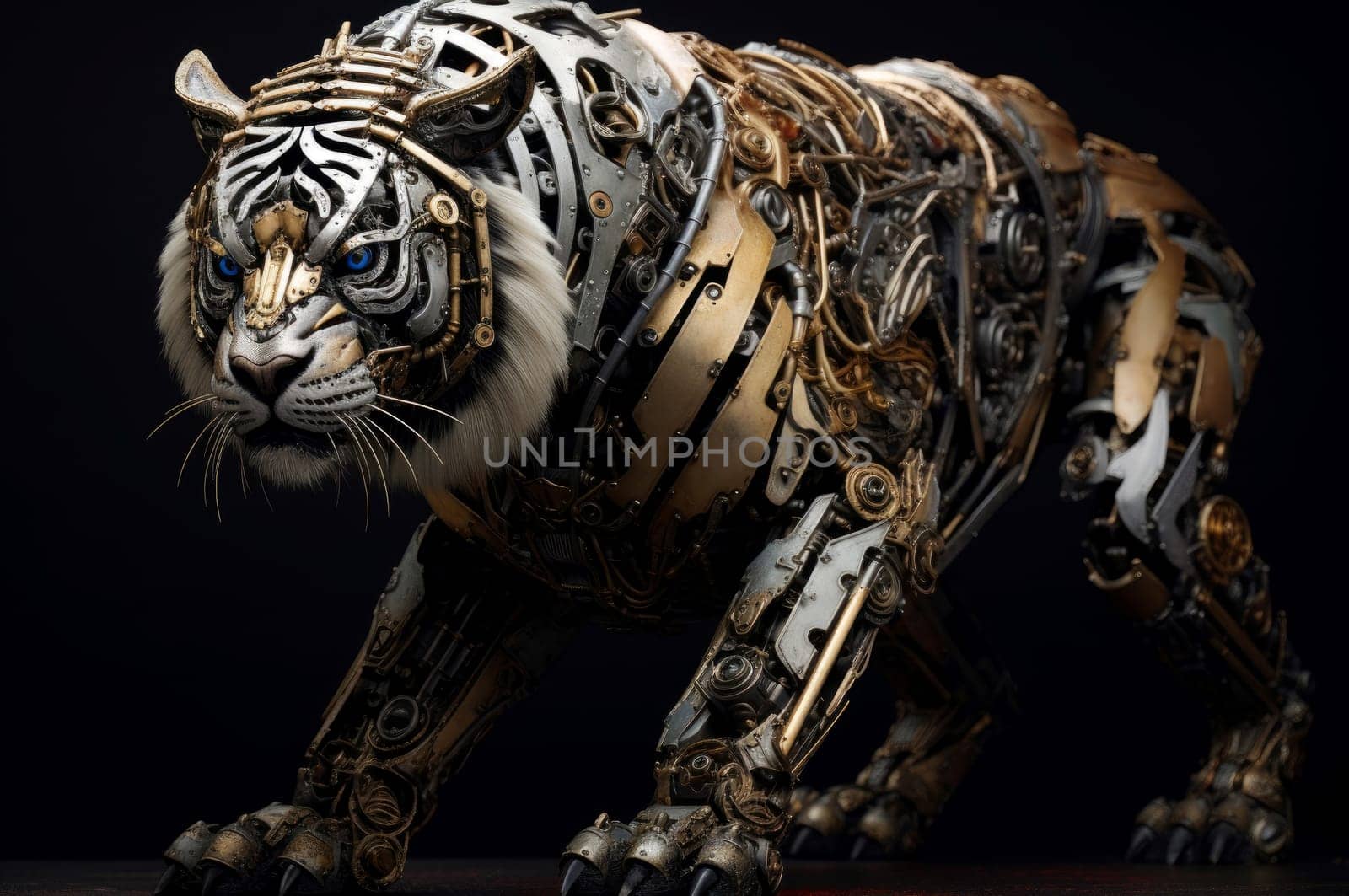 Exotic White tiger room. Zoo predator. Generate AI
