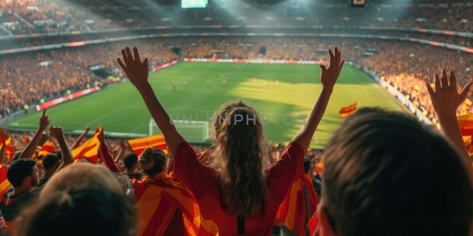 Soccer fan's arm gesture in a stadium for a sport event AIG41 by biancoblue
