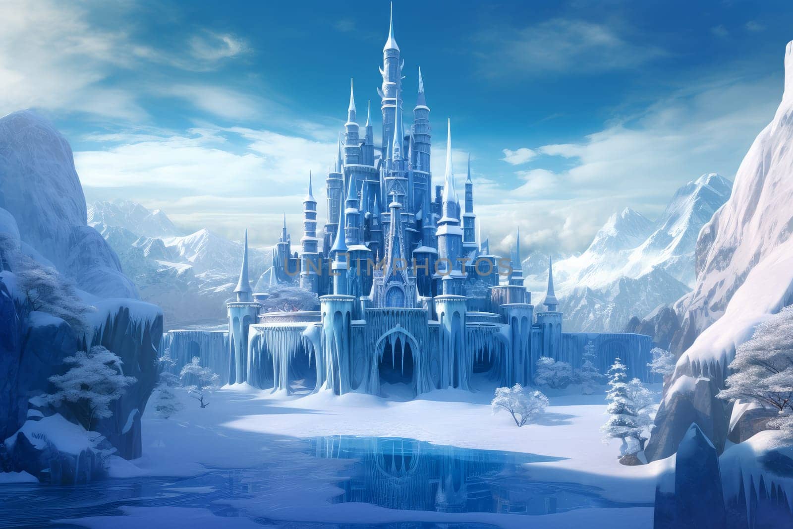 Magic ice castle. Generate Ai by ylivdesign