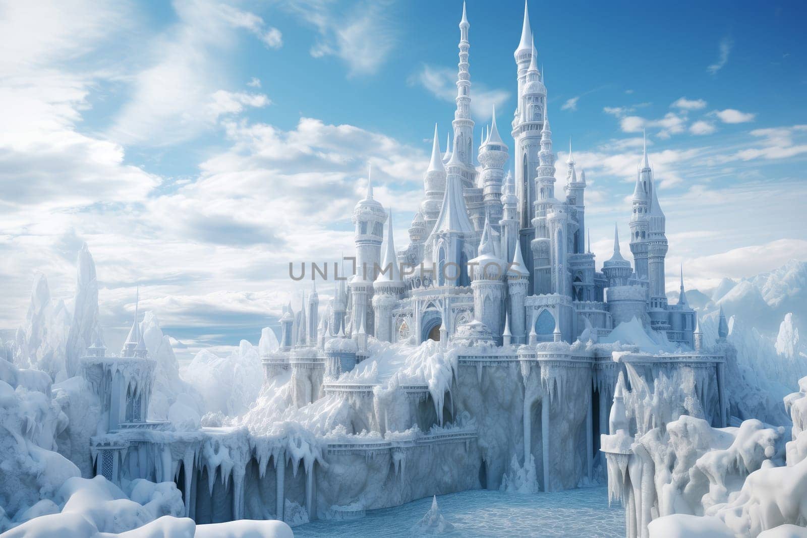 Enchanting Magic ice castle. Generate Ai by ylivdesign