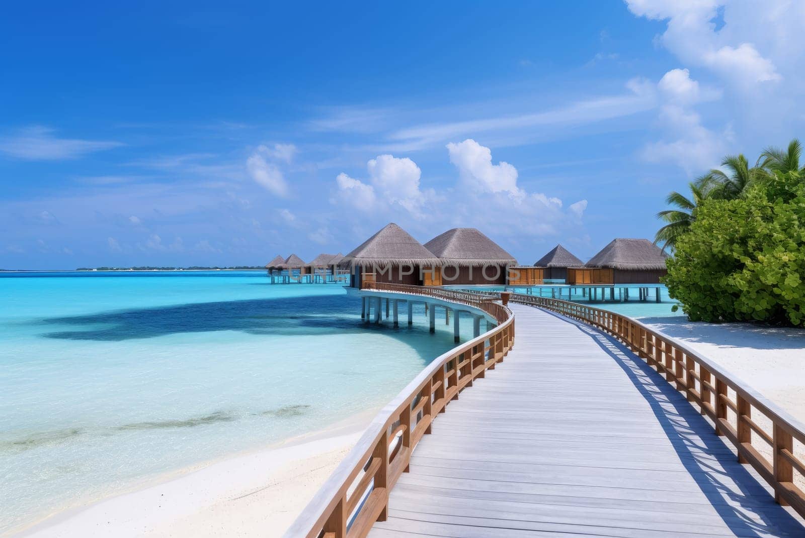 Maldives ocean beach. Generate Ai by ylivdesign