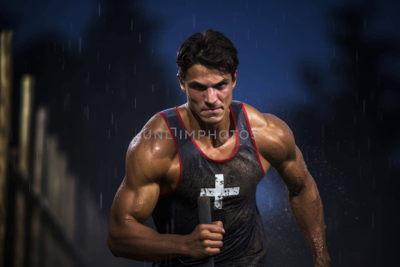 Enduring Man athlete mountain run. Generate Ai by ylivdesign