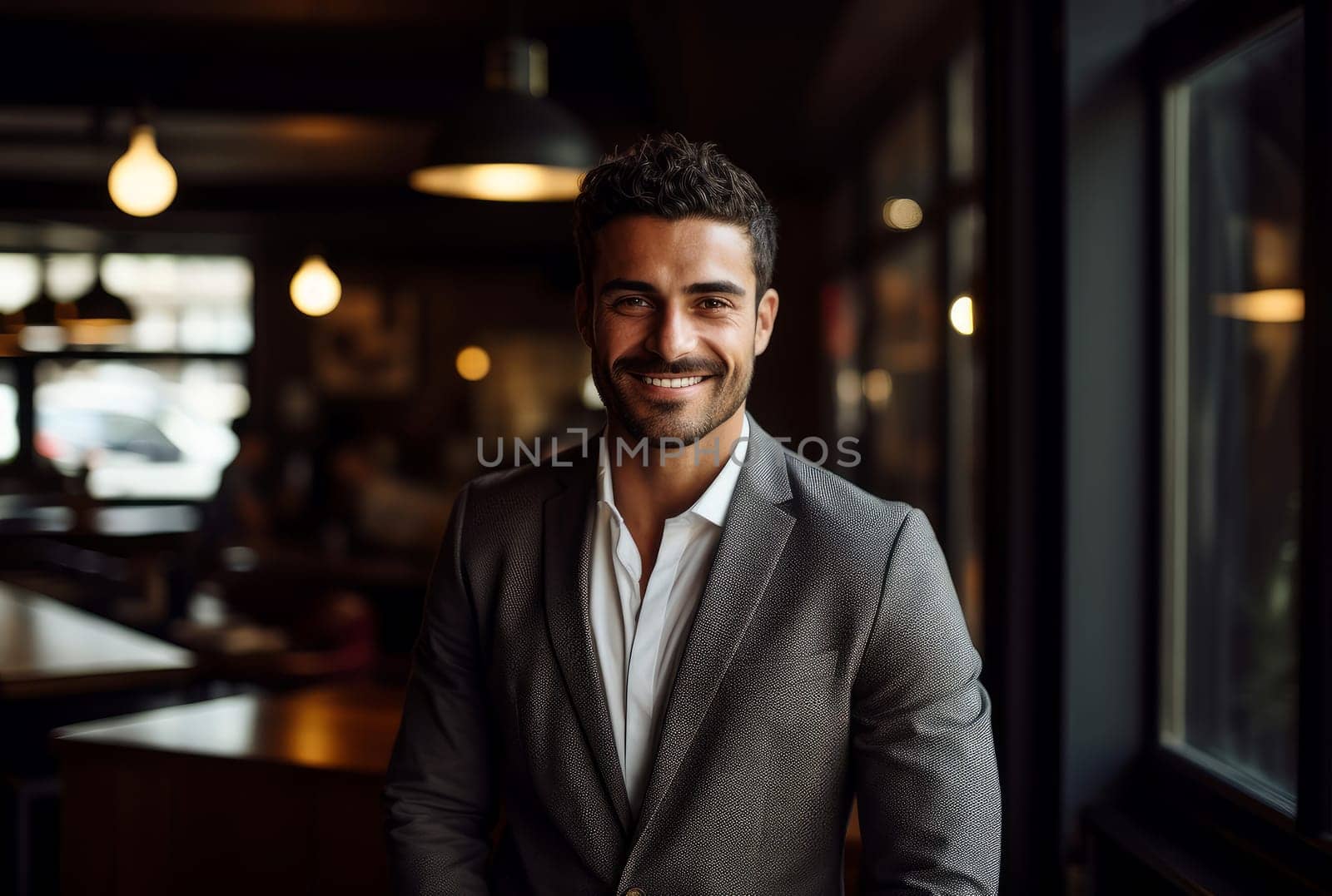 Male entrepreneur smiles. Generate Ai by ylivdesign