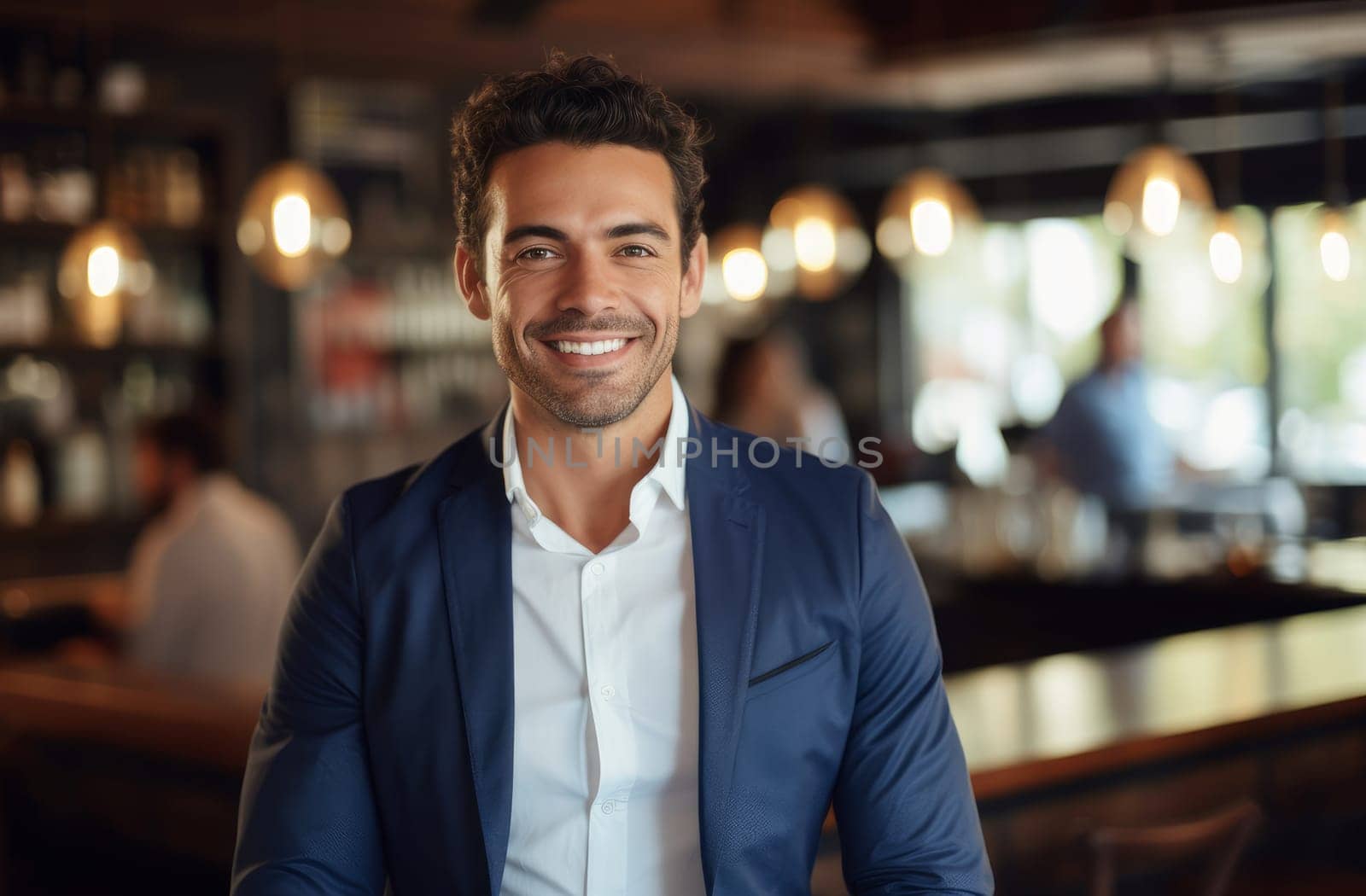 Confident Male entrepreneur smiles. Generate Ai by ylivdesign
