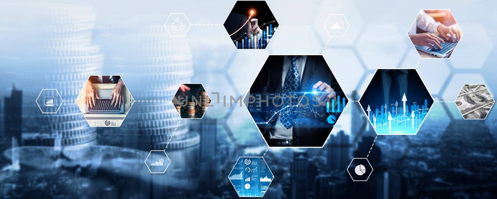 Futuristic business digital financial data technology and big data kudos concept by biancoblue
