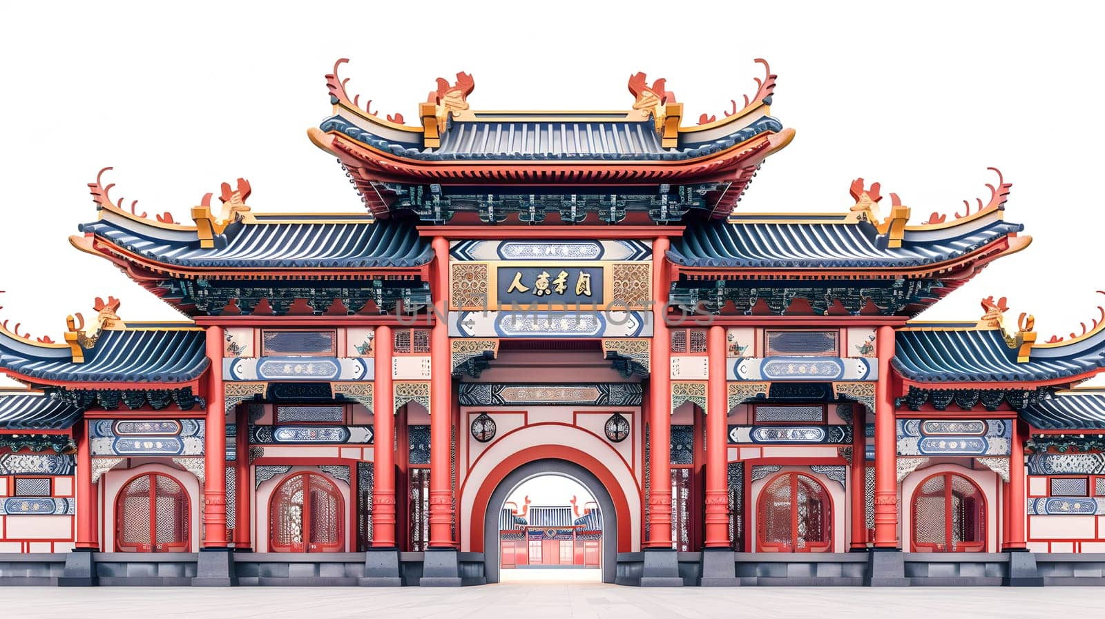 A stunning model of a Chinese Pagoda with intricate Chinese writing on its facade. Perfect for travel enthusiasts interested in Chinese architecture and culture