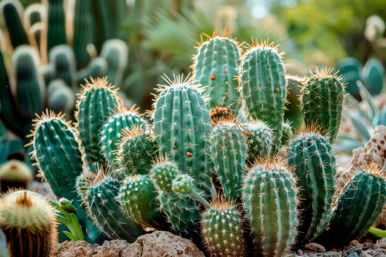 Cactus plants in desert, Generative AI.