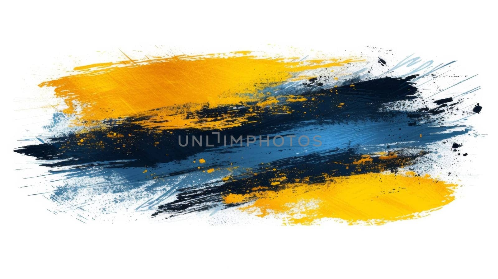 A blue and yellow paint splatter on a white background, AI by starush