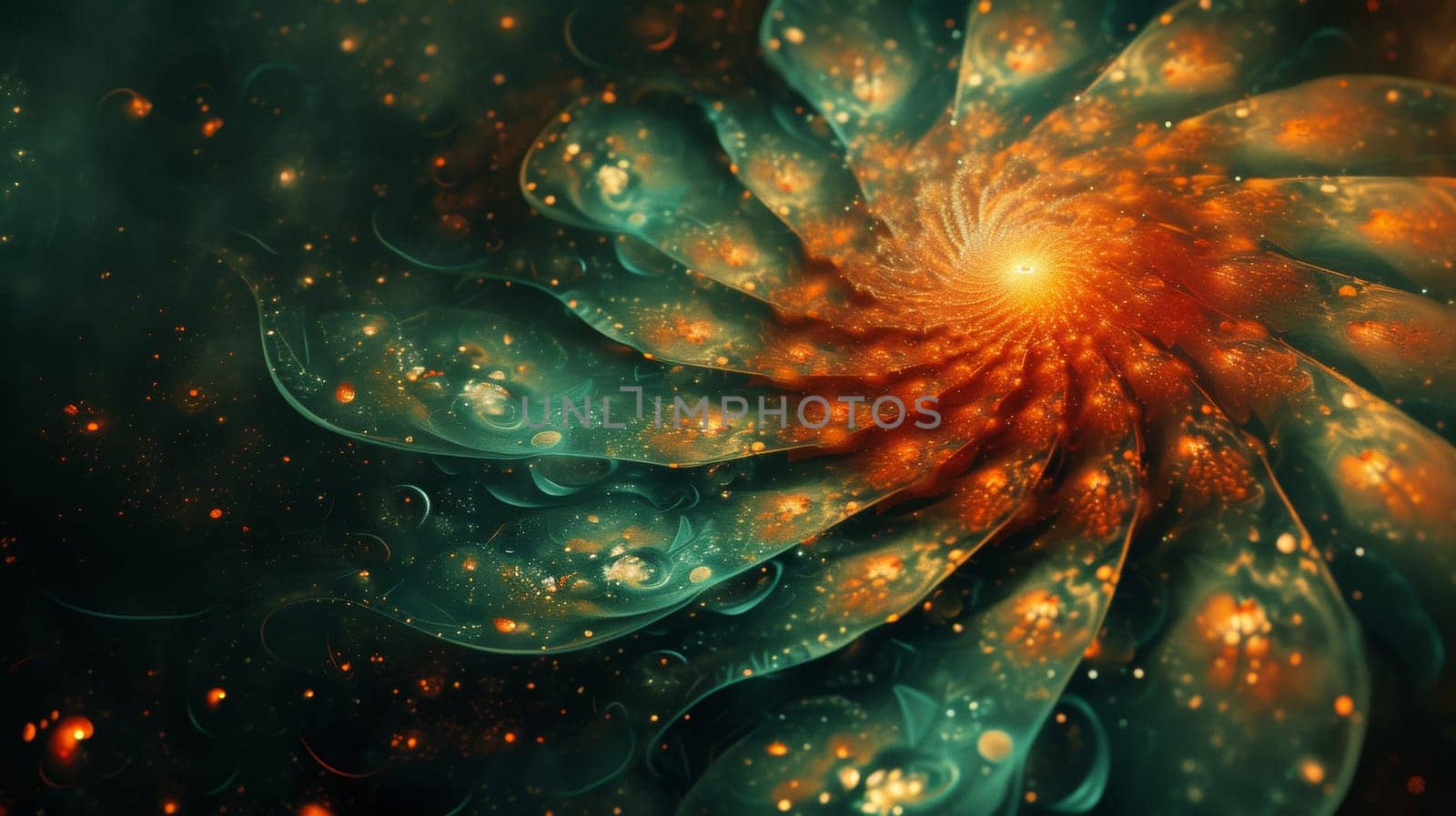 A close up of a flower with orange and green colors, AI by starush