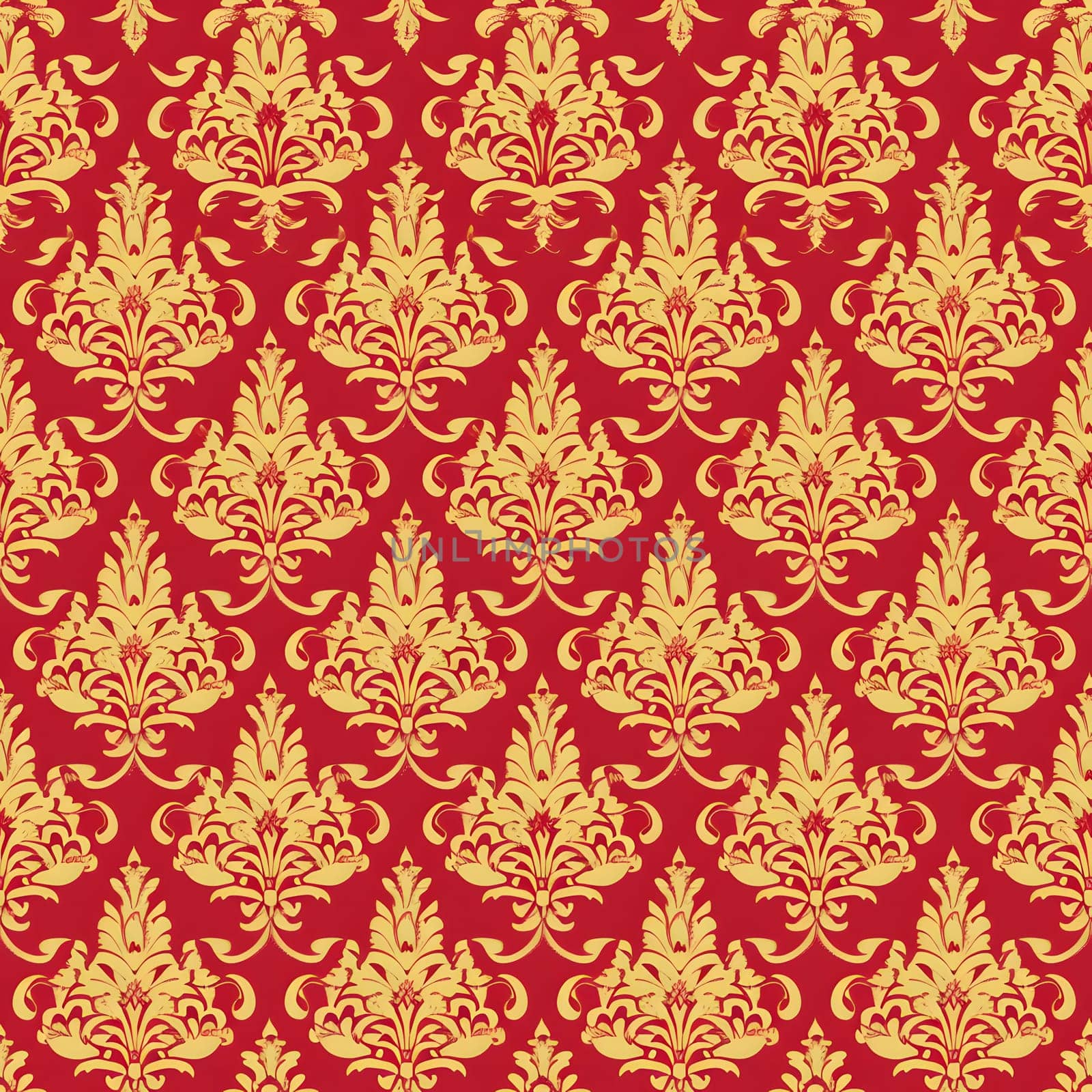 seamless texture of red and gold damask pattern by z1b