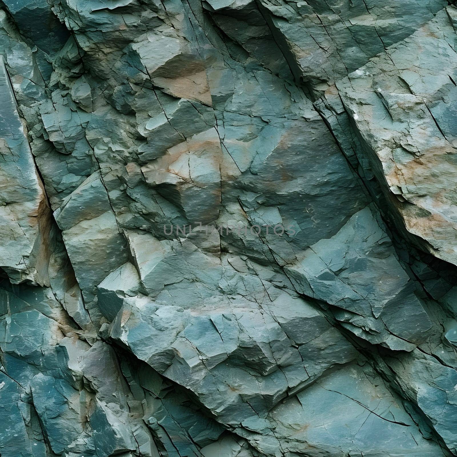 Seamless texture of stone wall, rocky cliff. Rough mountain surface. Close-up. Neural network generated image. Not based on any actual scene or pattern.