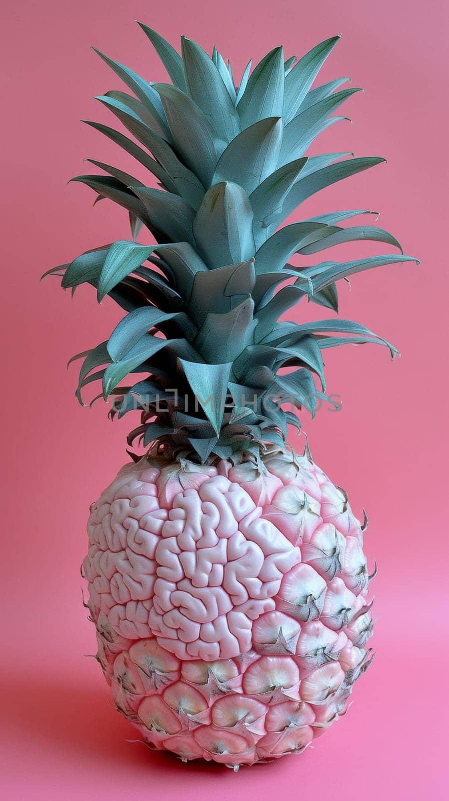 A pineapple with a brain shape on top of it, AI by starush