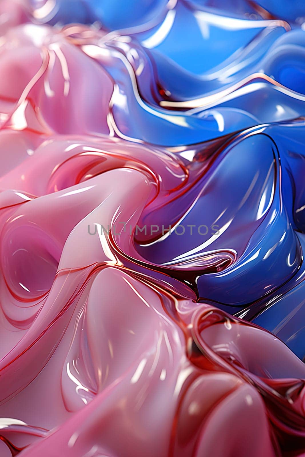 Liquid abstract pink and blue background with drops illustration