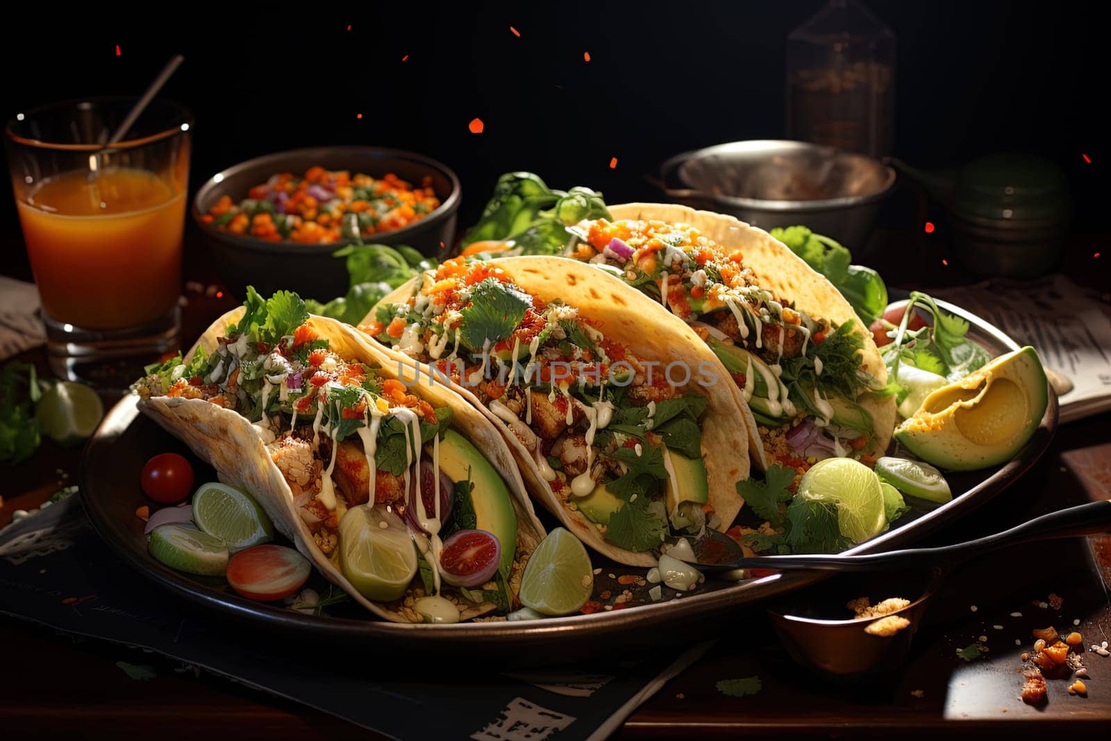 mexican traditional tacos dish illustration