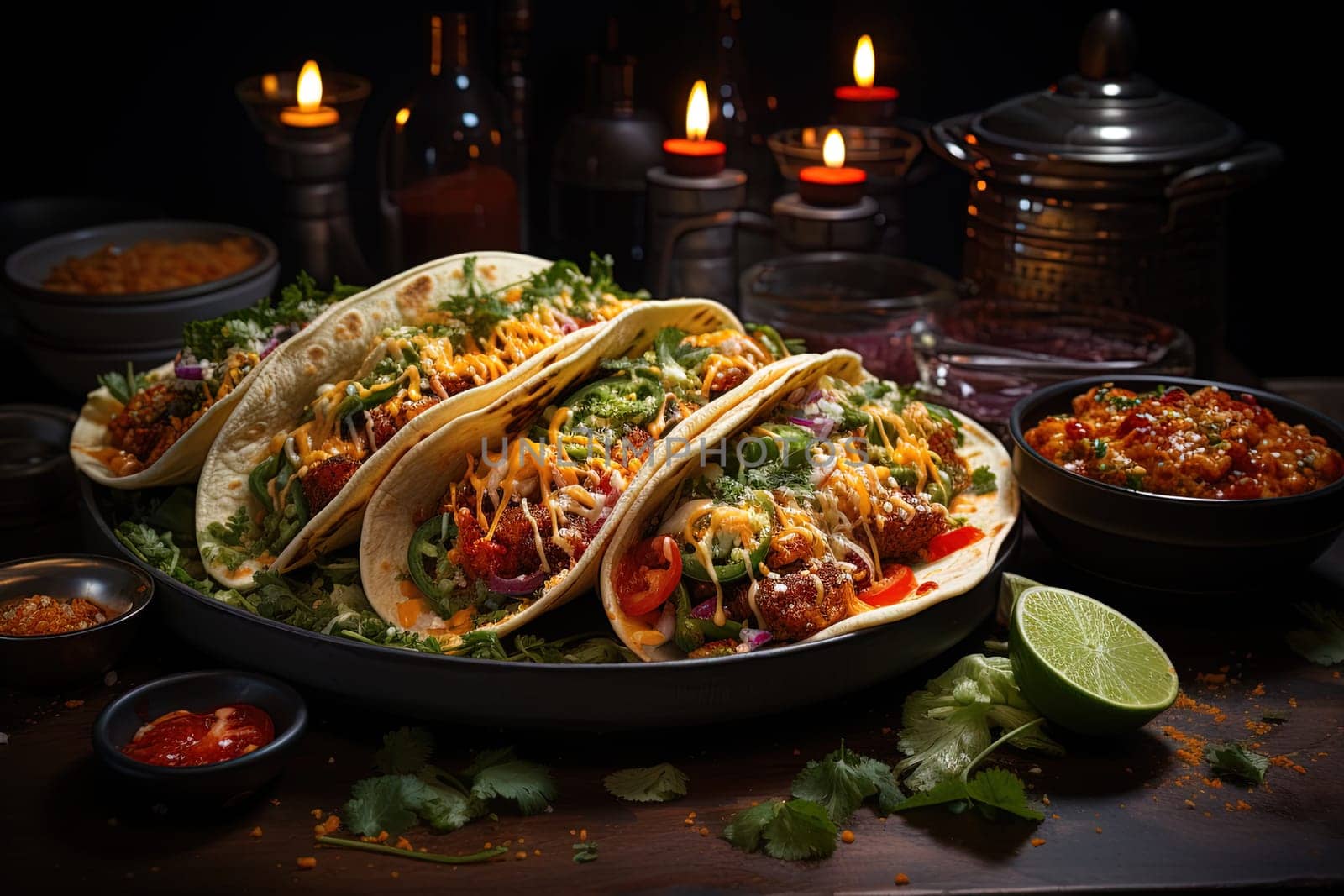 mexican traditional tacos dish illustration