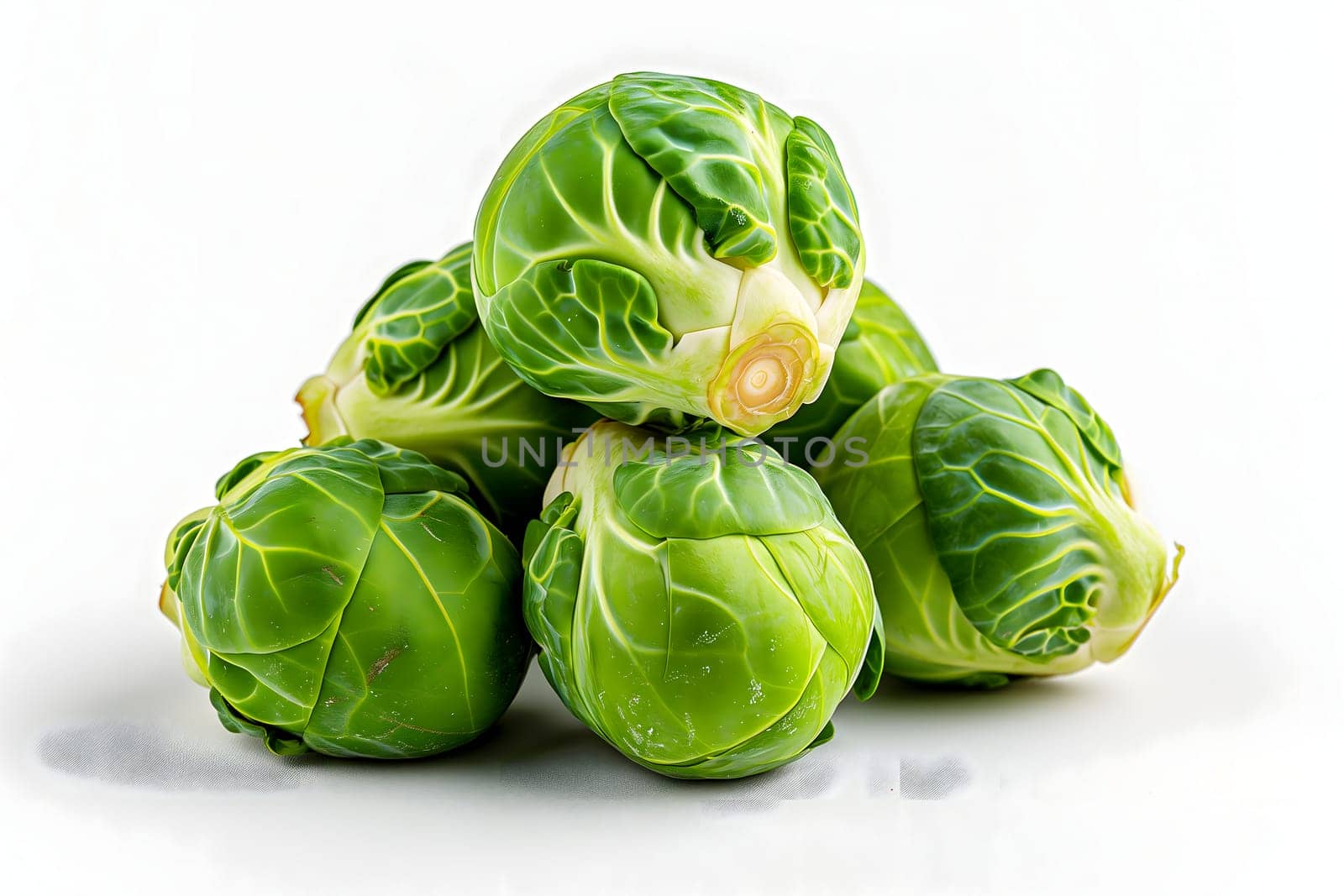 Small heap of brussels sprouts on white background by z1b