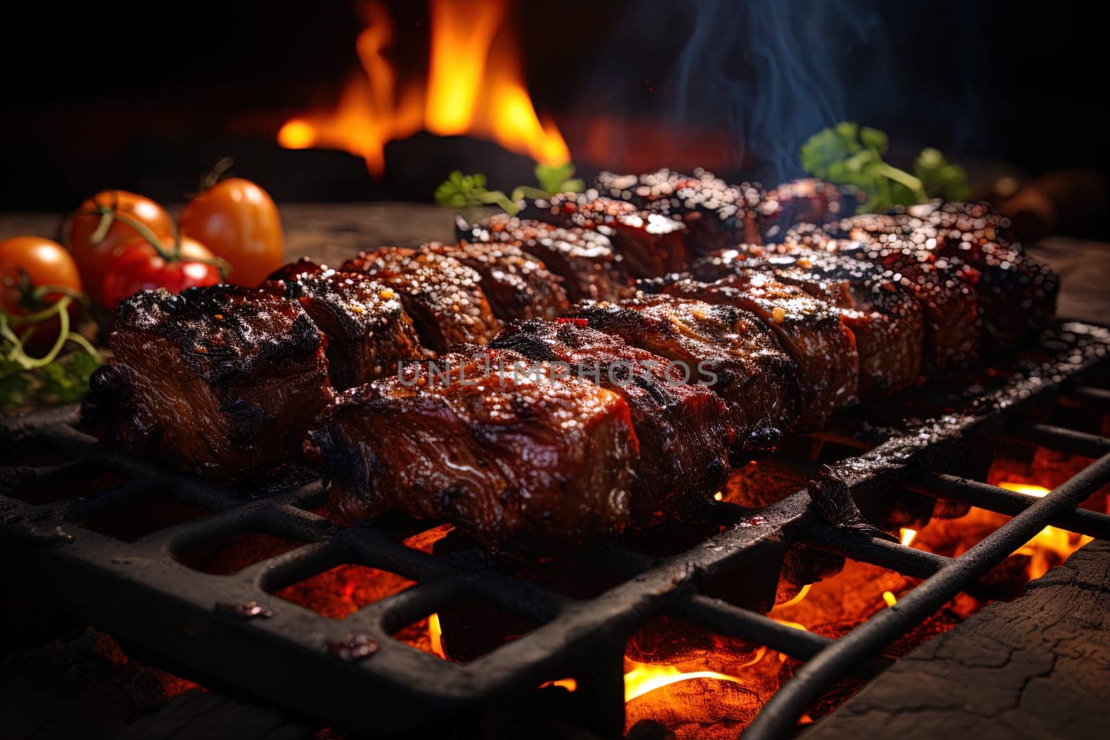 Grilled meat bright juicy illustration for restaurants and bars