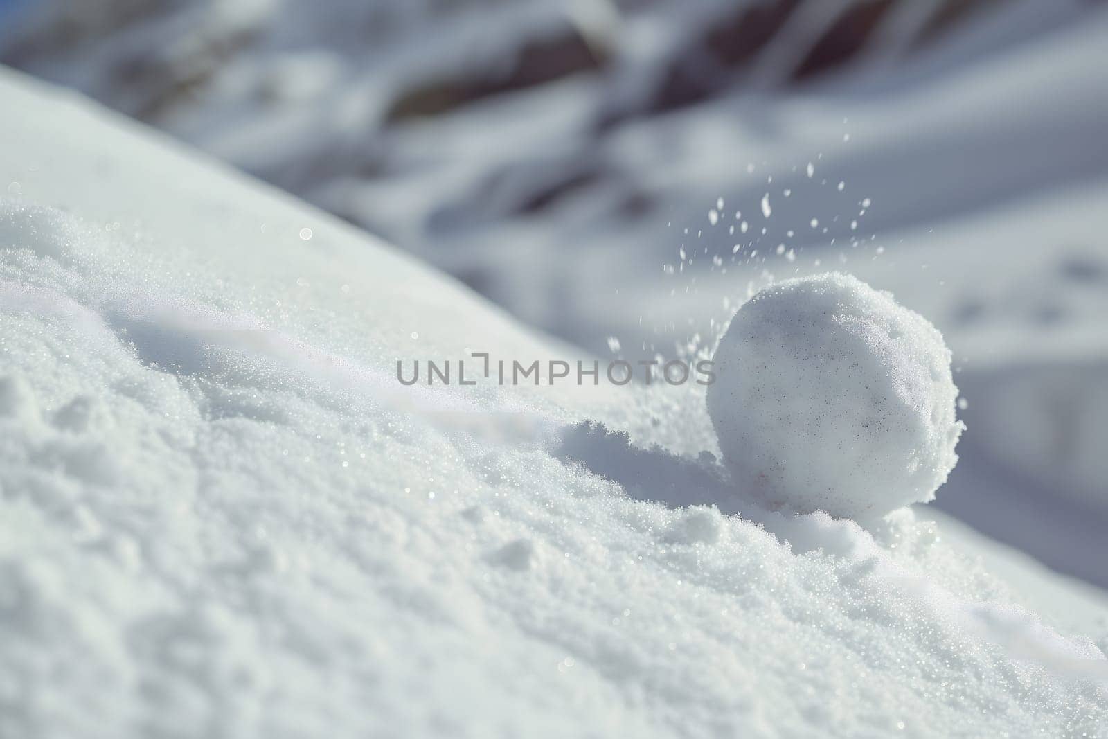 Snowball on snow covered ground at sunny winter day for snow ball effect concept by z1b