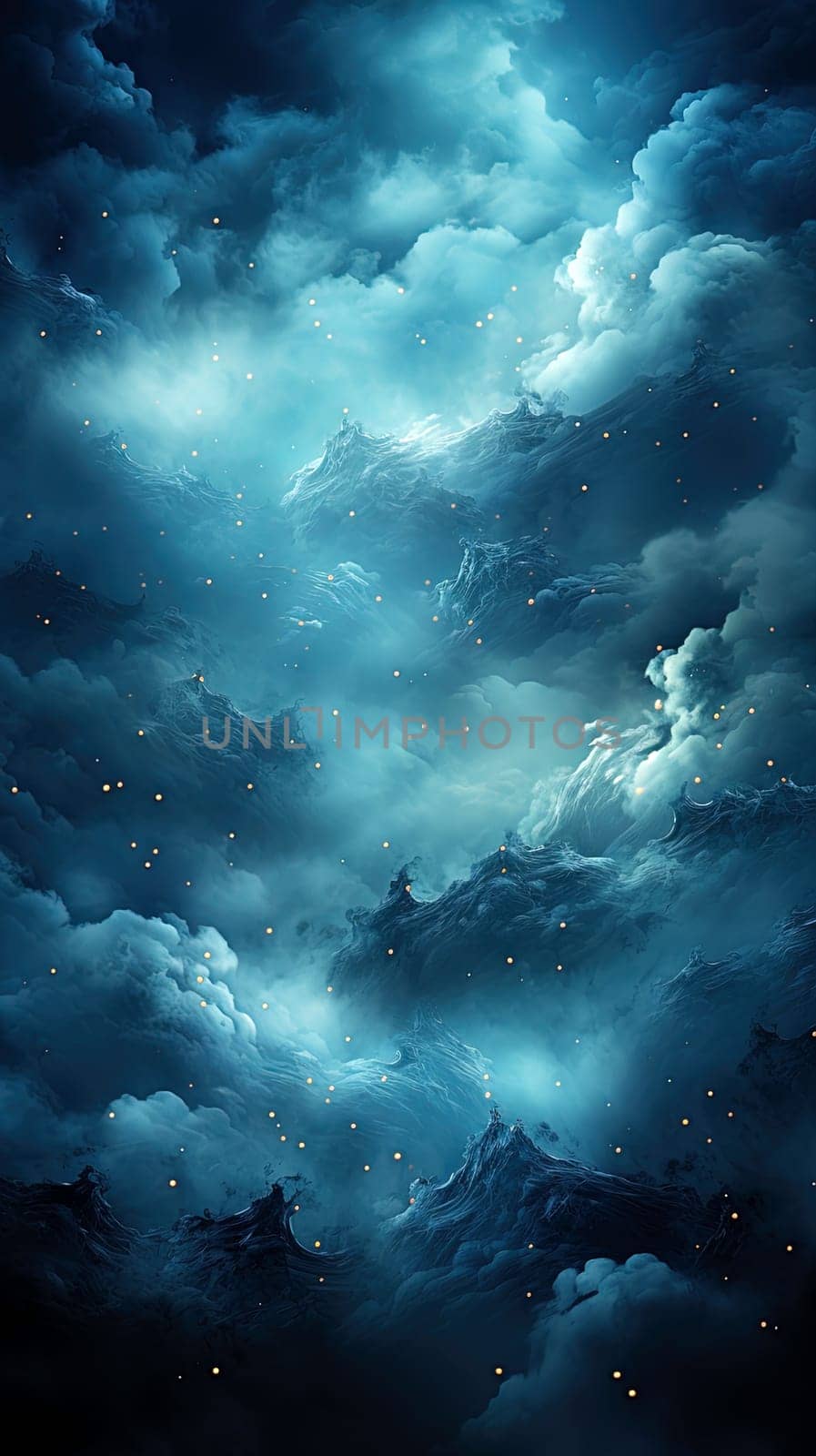 Fantasy Blue watercolor background illustration ai art