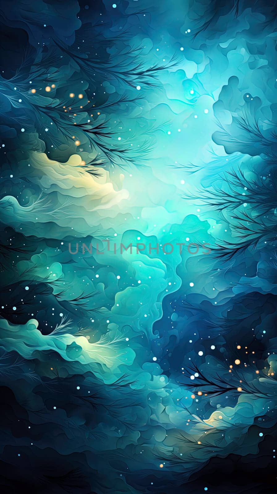 Fantasy Blue watercolor background illustration ai art