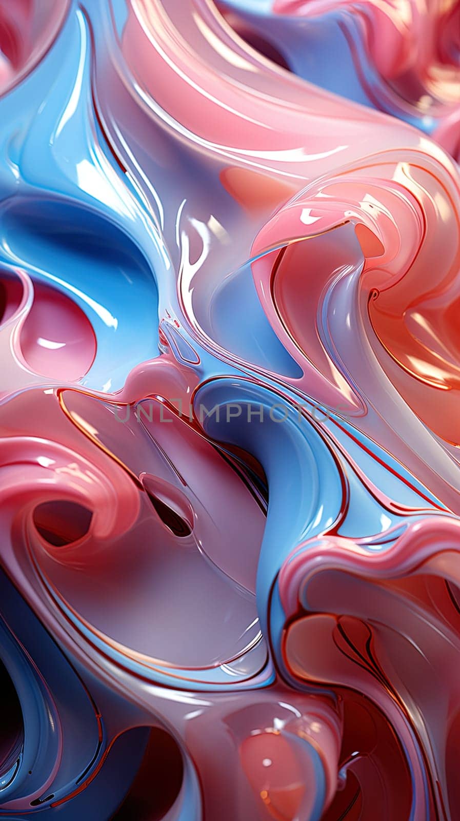 Liquid abstract pink and blue background with drops by Dustick